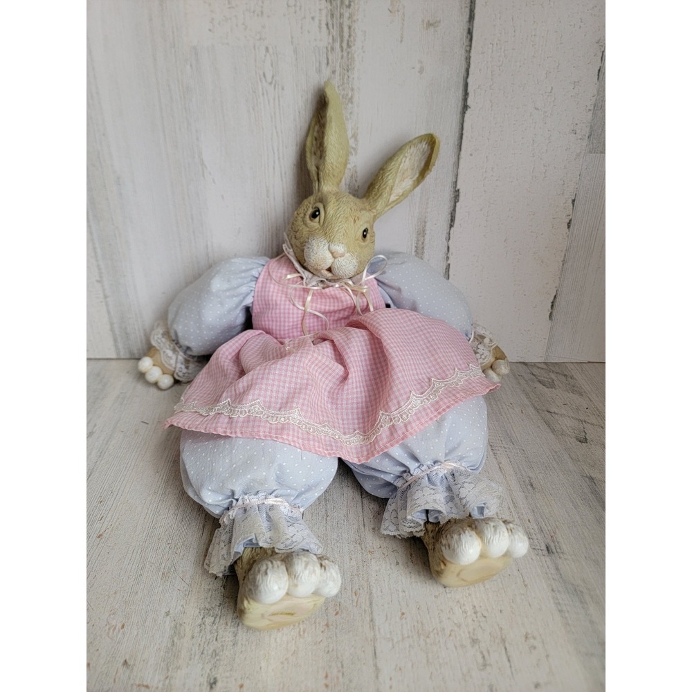 Vintage Easter bunny doll plush apron rabbit unique home decor figure